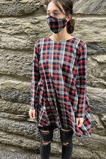 Unisex 3 Ply Face Mask - Covering - Red & Navy Tartan