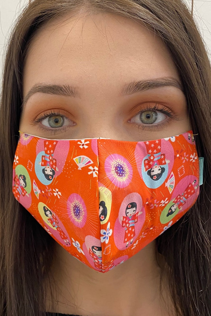 Fabric Face Mask - Chinese Doll Print