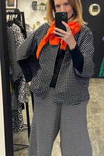 Kimono - Black + White  - Textured Woven Cross