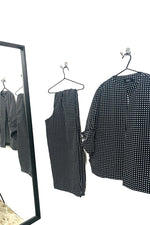 Kimono - Black + White  - Textured Woven Cross