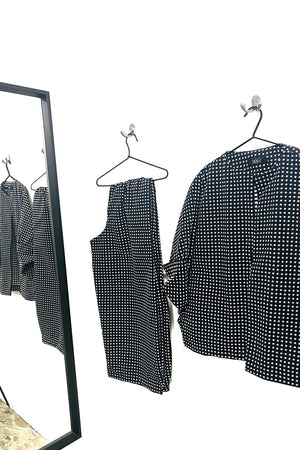 Kimono - Black + White  - Textured Woven Cross