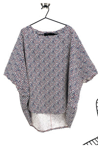 T - Top Red Cubes Retro Loose Fitting Top