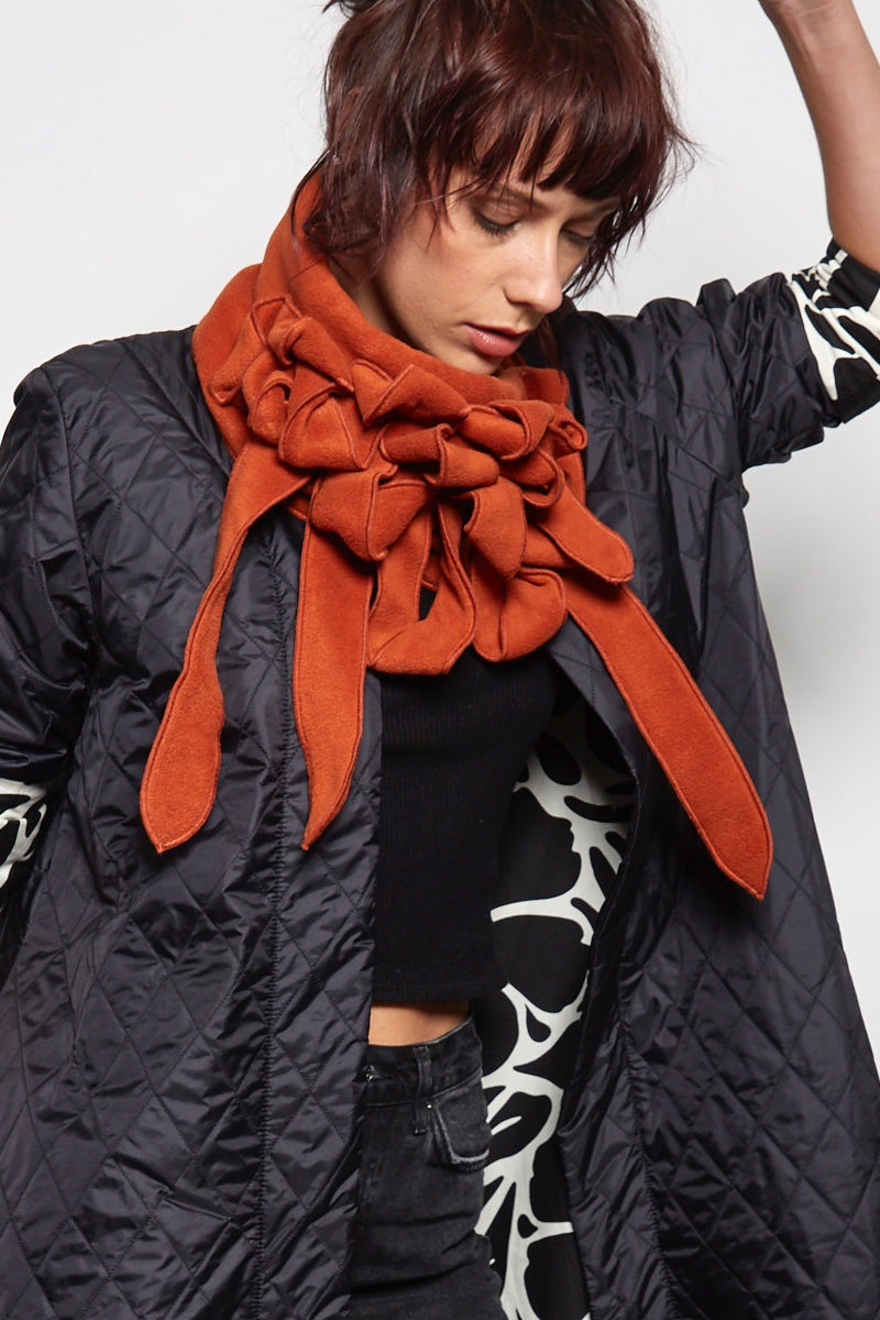 Rust fleece rew scarf unusual button and go collars