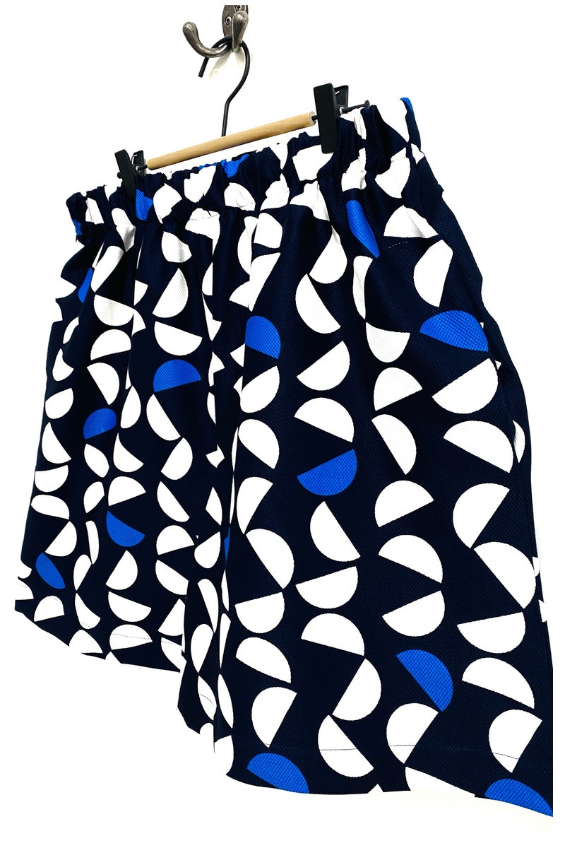 Midi Shorts - Abstract Blue Cotton