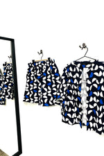 Midi Shorts - Abstract Blue Cotton