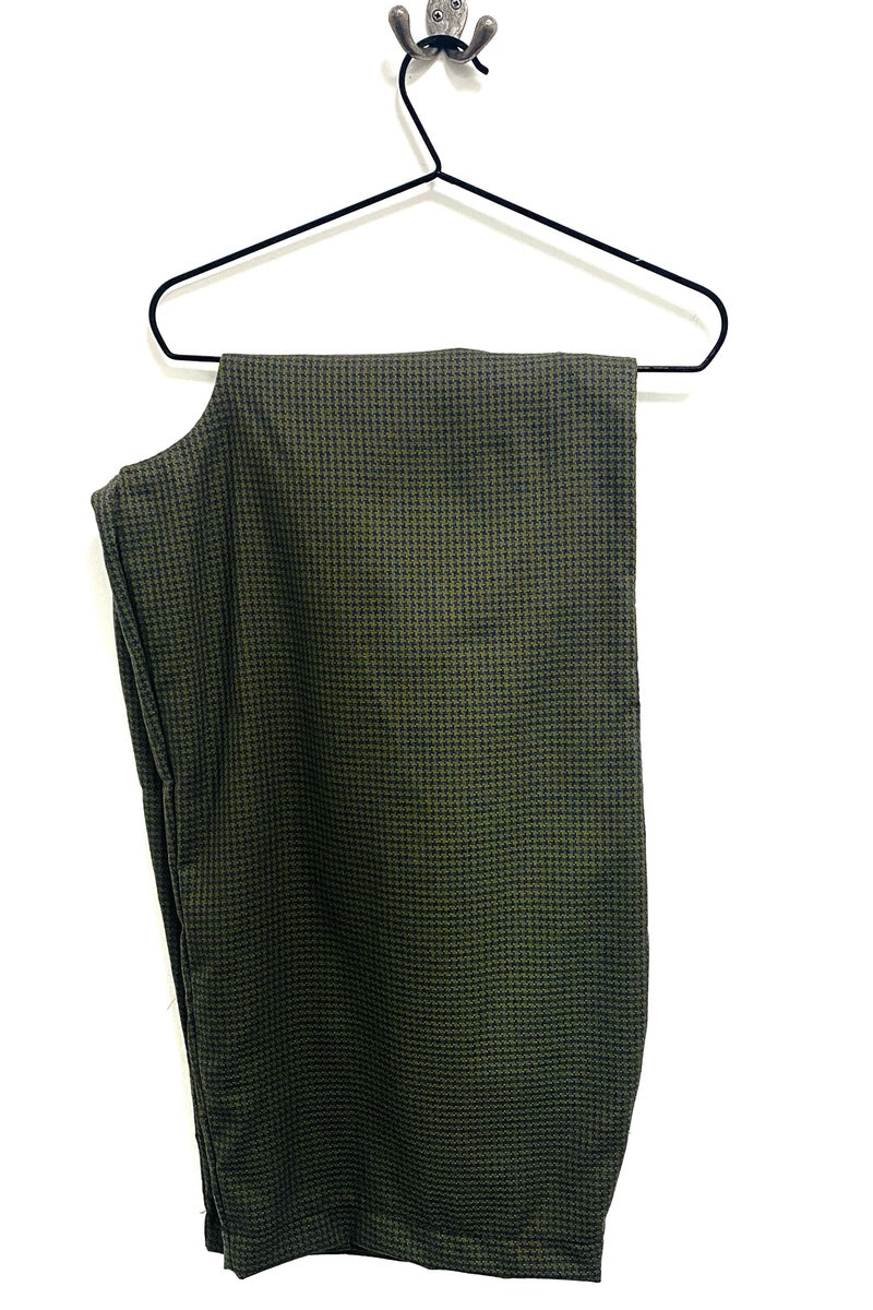 Olive Green and Grey textured checked Balloon Trousers