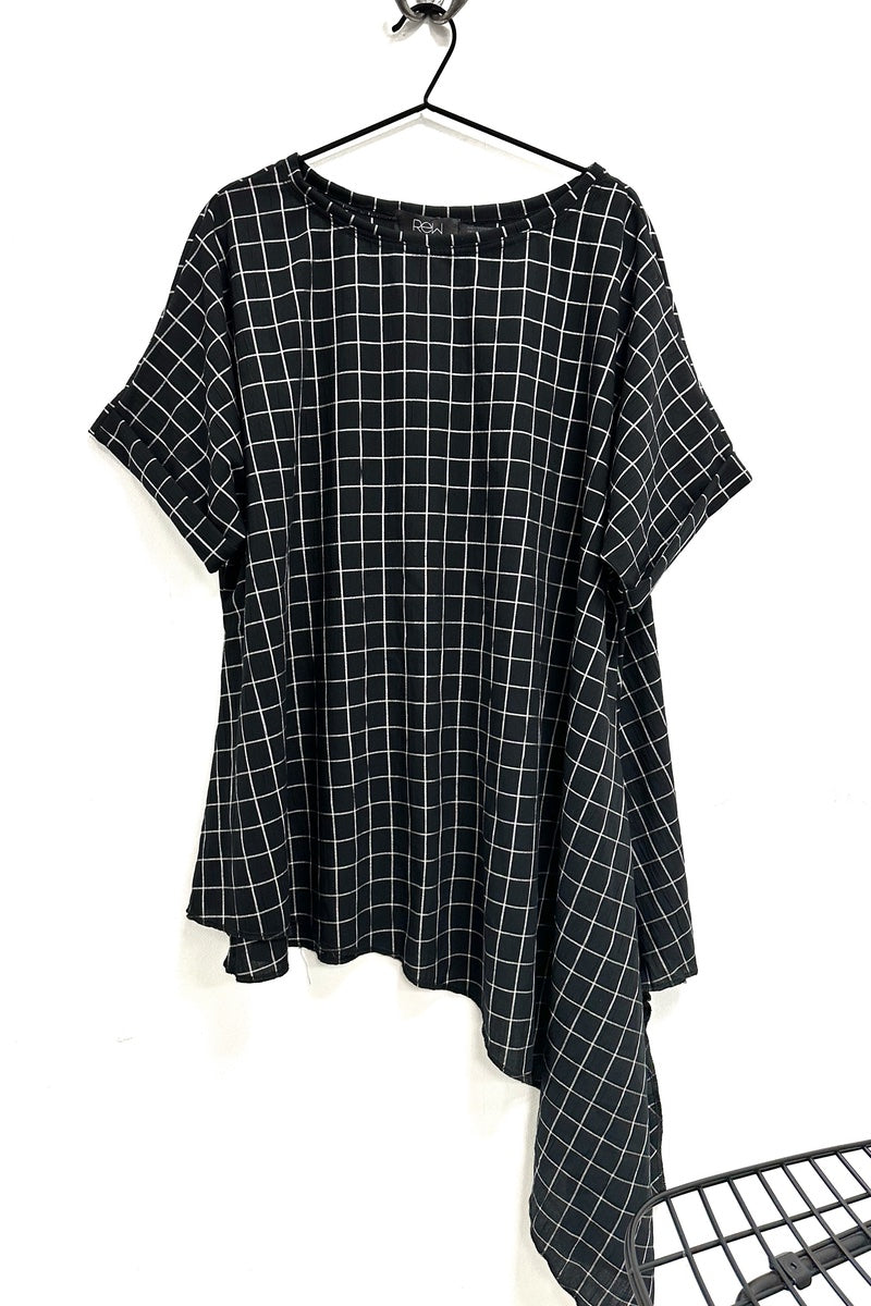 Grid Check Black /White - Polly T shirt