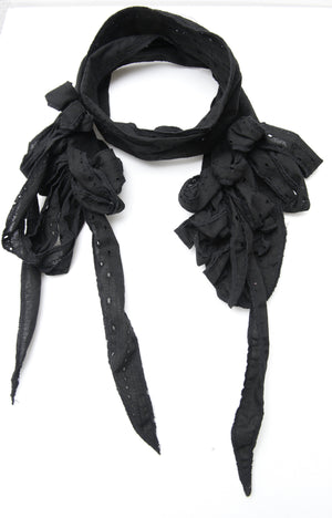 Black unusual tassel scarf by rew clothing