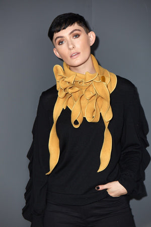 golden unusual winter scarf