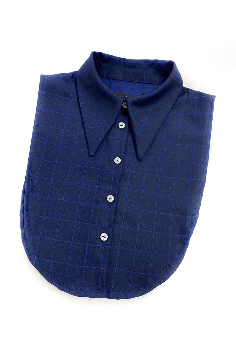 Faux Collar - Navy Grid