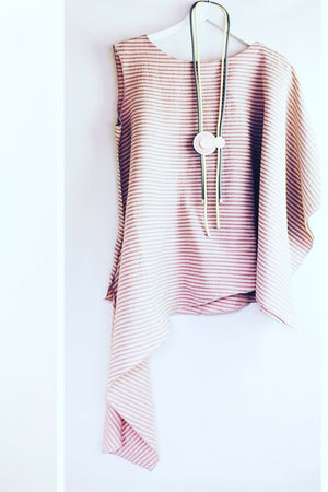 Tori - dusky pink asymmetrical shirt.