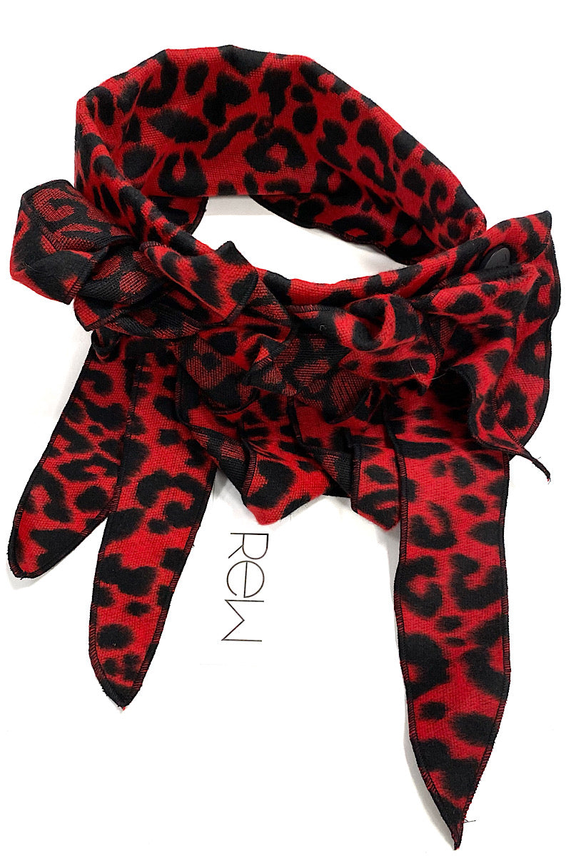 Ruby - Red Leopard Collar Scarf