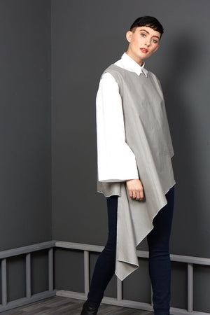 Tori- grey pinstripe loose fit shirt