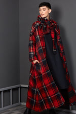 red tartan duster coat free size 