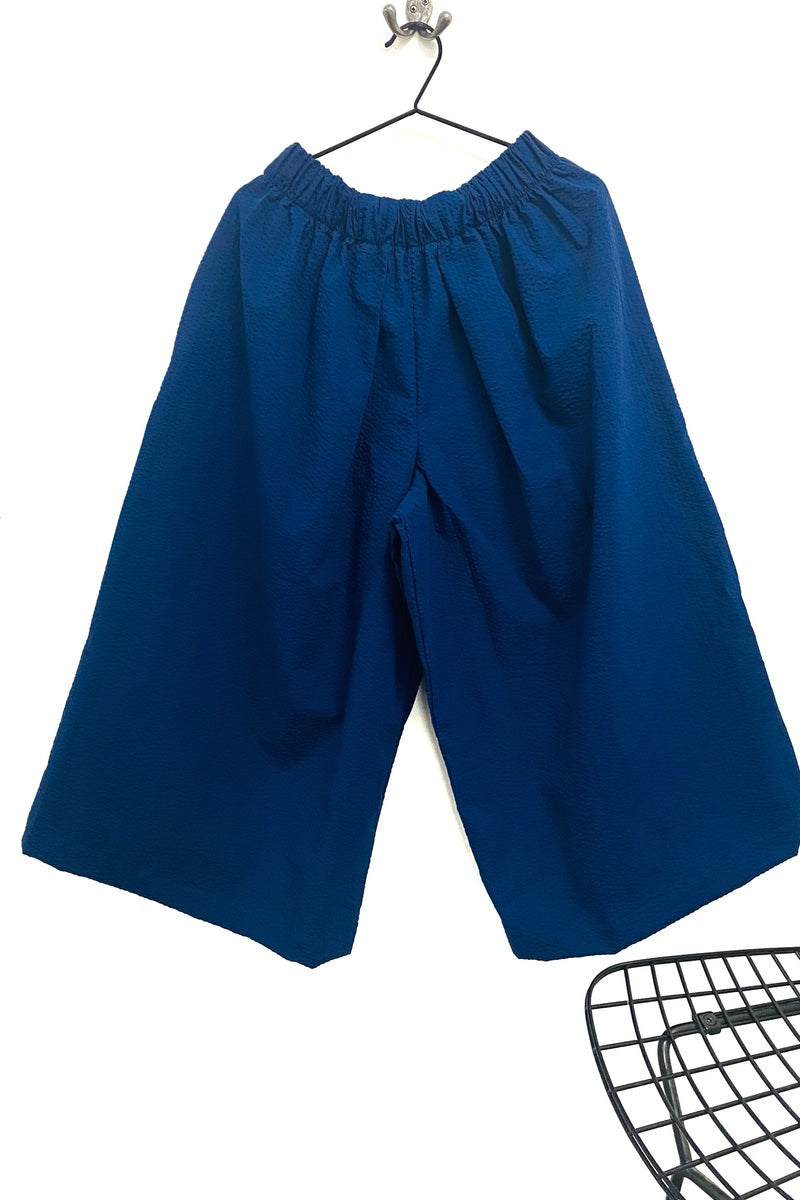 Paper Bag Trousers - Seersucker Ink Blue