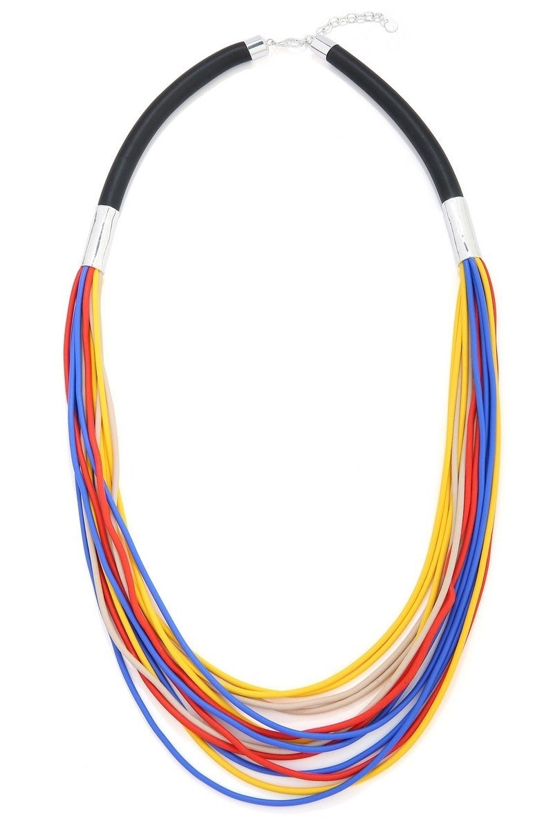 Bright Multi Coloured Strand Necklace Unusual Statement Necklace
