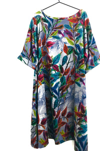 Linny Leaf Print Flared Dress