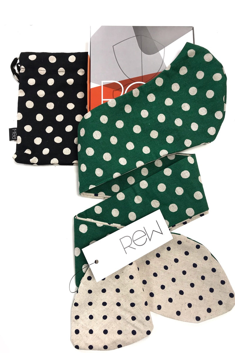 MAScarf - Green Polka + Navy Polka Japanese Cotton