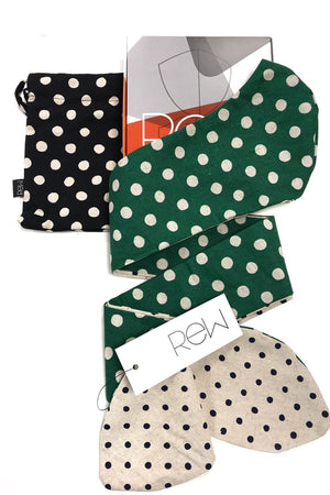 MAScarf - Green Polka + Navy Polka Japanese Cotton