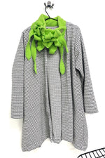 Swing Coat - Match stick black and white woven wool