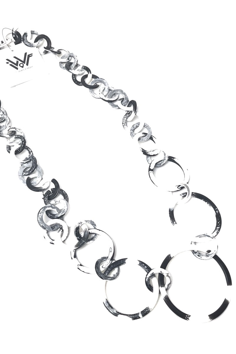 Mel - Black And White Funky Long Necklace