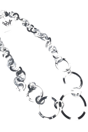 Mel - Black And White Funky Long Necklace