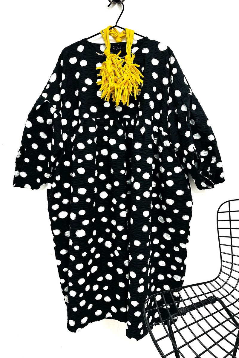 Mooky Dress - Black + White Cotton Popplin Dots