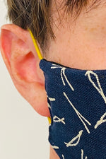 Face Mask - Unisex Navy Stick Print