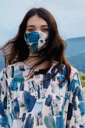 pink blue face mask