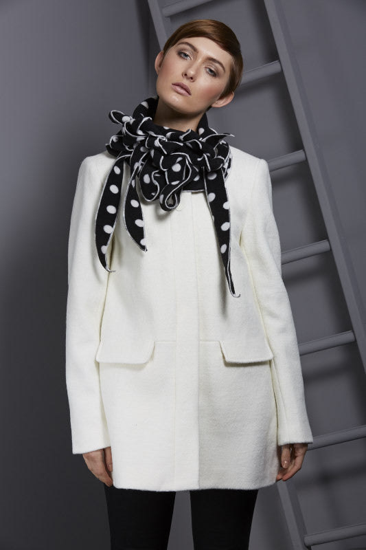 winter scarf on trend polka dot button and go