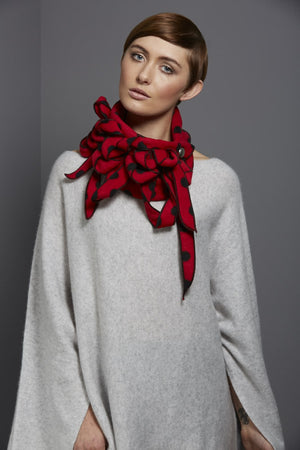 winter scarf on trend polka dot button and go