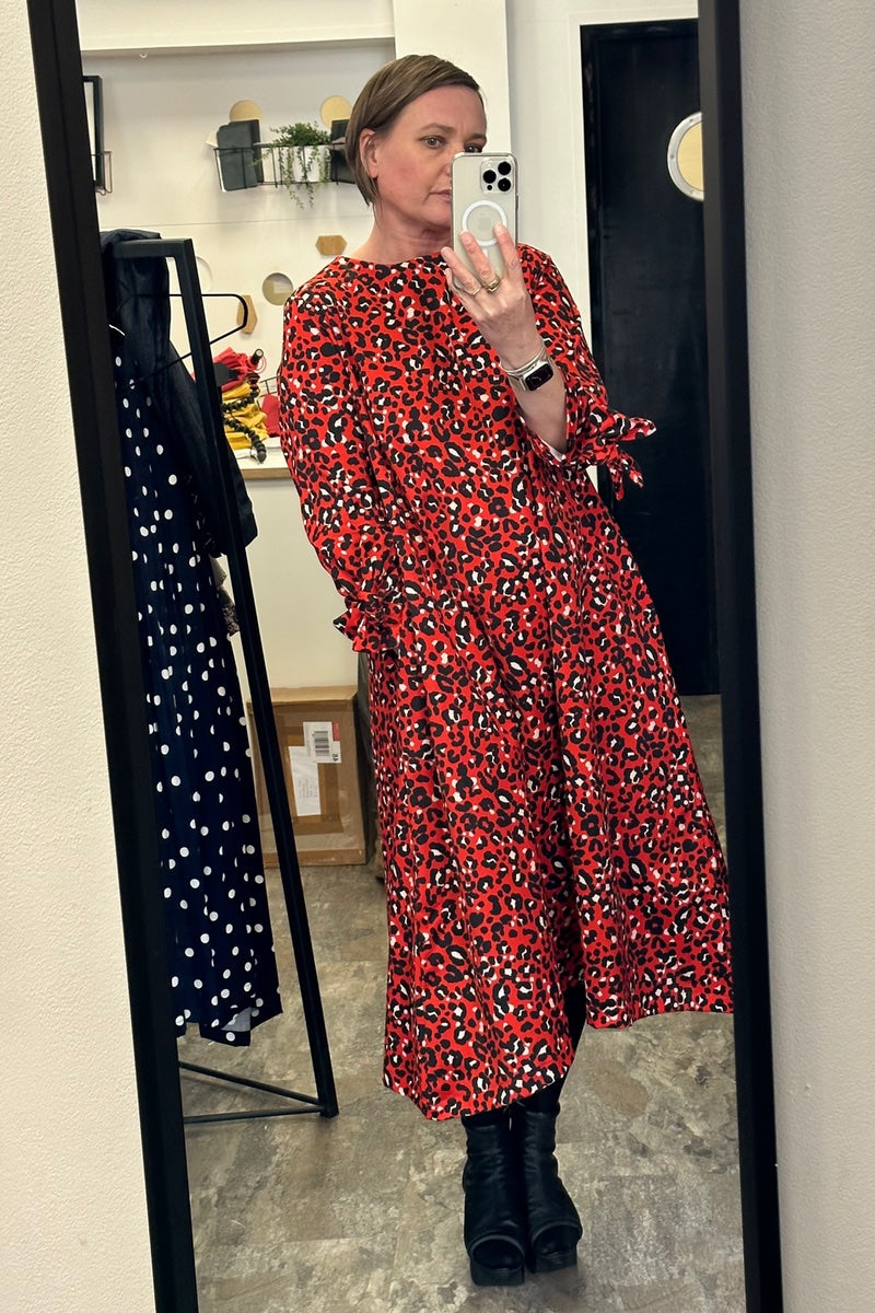 Totes Dress - Bright Red Leopard Fit & Flare