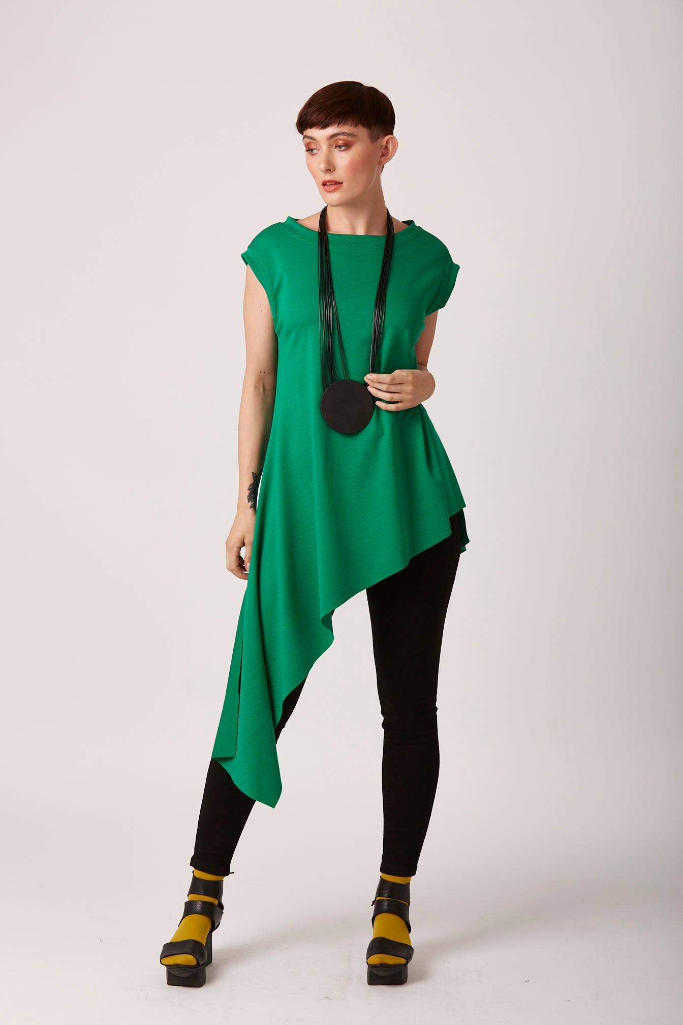 Green rew clothing vest asymmetric 