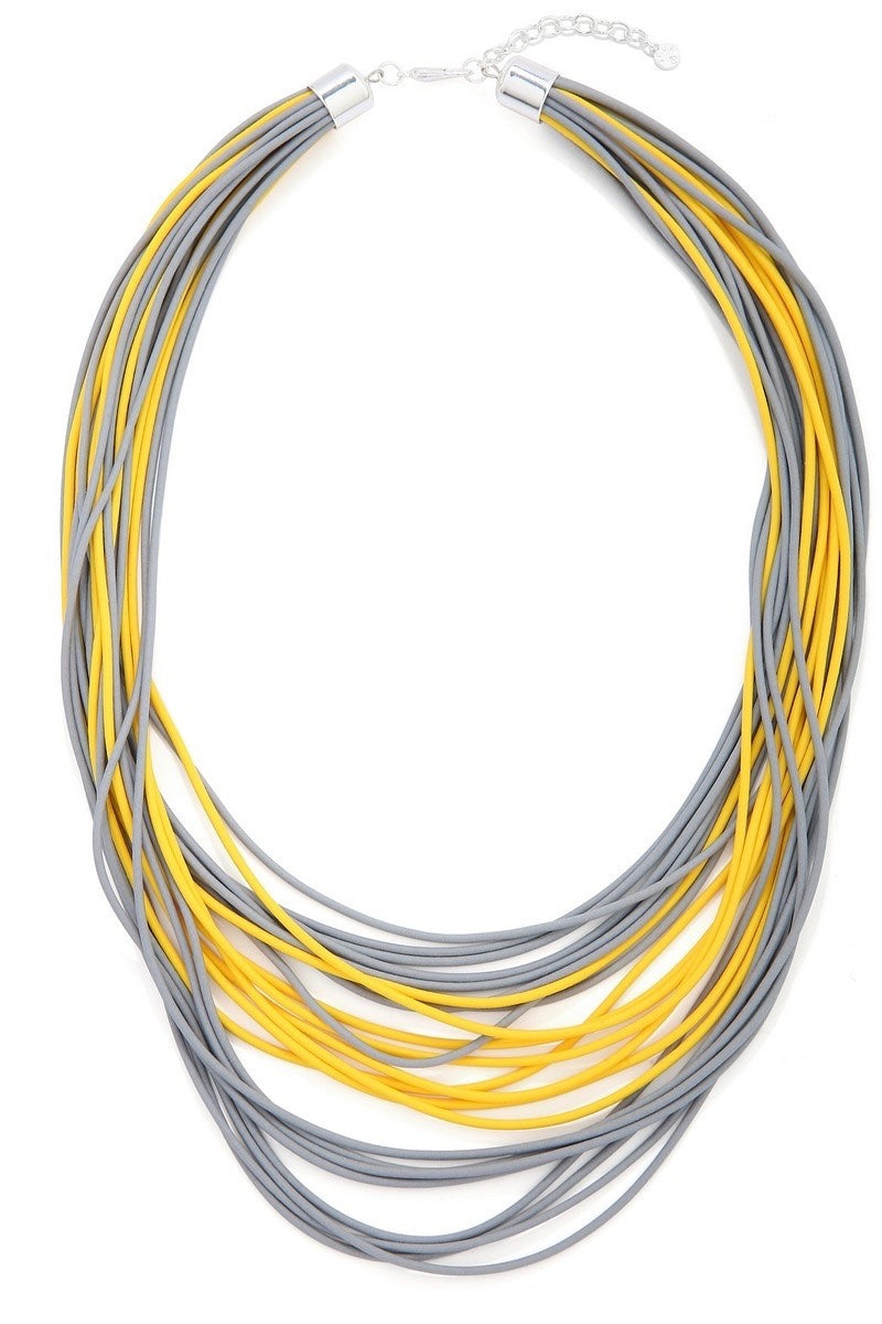 Rosie - Yellow And Grey Rubber Necklace