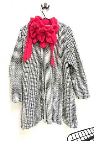 Swing Coat - Match stick black and white woven wool