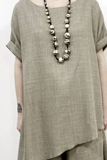 Polly - Beige Waffle wool Asymmetrical Top