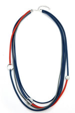 Paula - Navy And Red Long Rubber Necklace