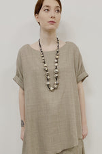 Polly - Beige Waffle wool Asymmetrical Top