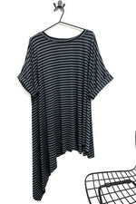 Polly Asymmetric T shirt - Striped Steel